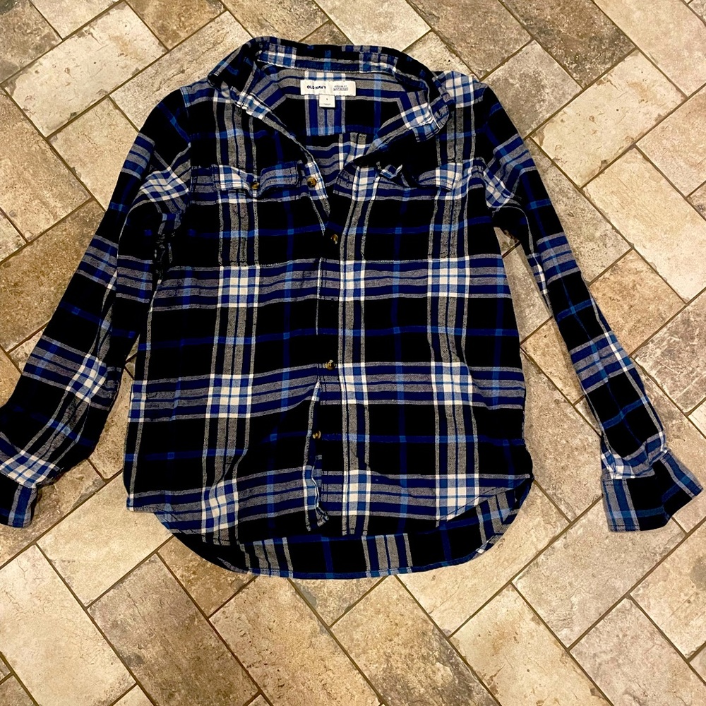 Old Navy Blue/White button down flannel